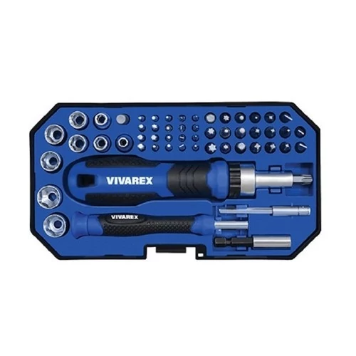 پیچ گوشتی جغجغه ای ساعتی و سری بکس ویوارکس مدل vr5565-sd مجموعه 55 عددی برند ویوارکس