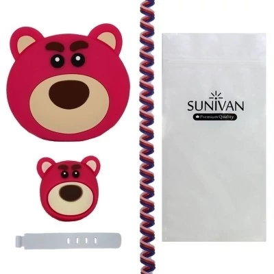 محافظ کابل و شارژر دیواری سانیوان مدل عروسکی طرح خرس لوتسو مجموعه 4 عددی  5