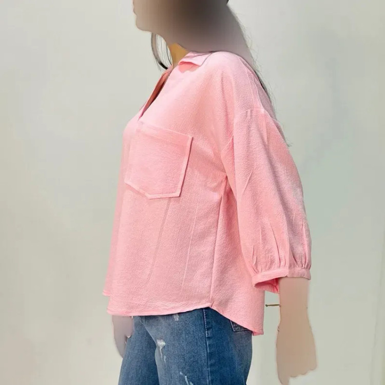 شومیز آستین سه ربع زنانه جنس ینزی خنک تابستانی