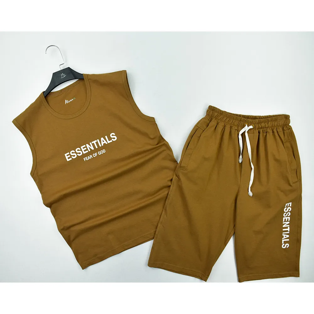 ست تاپ شلوارک مردانه ESSENTIALS پنبه ای بهار و تابستان
