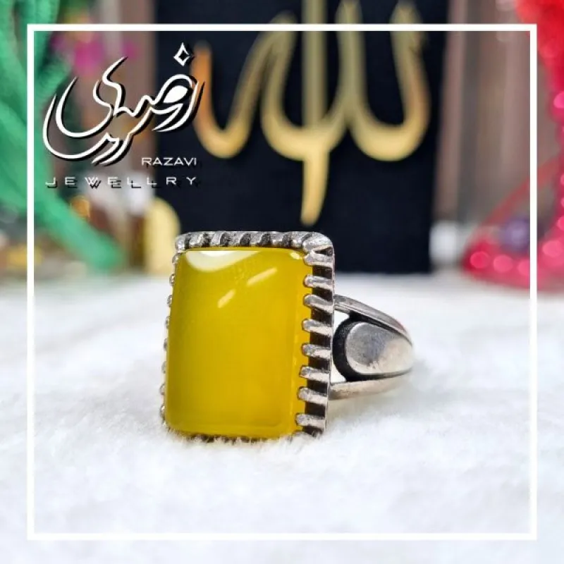 انگشتر نقره مردانه طرح حافظ با نگین شرف الشمس