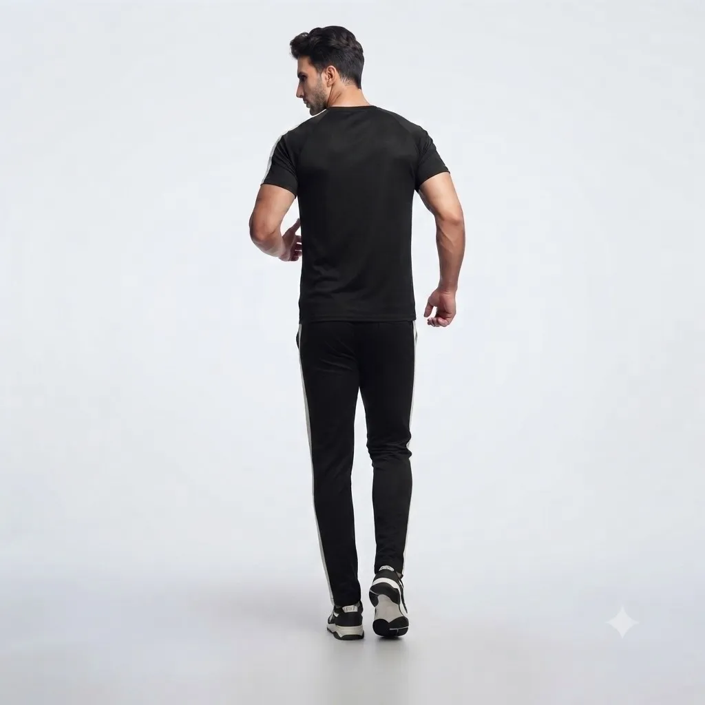 ست تیشرت و شلوار مردانه جنس پارچه مولینه درجه یک رنگ مشکی