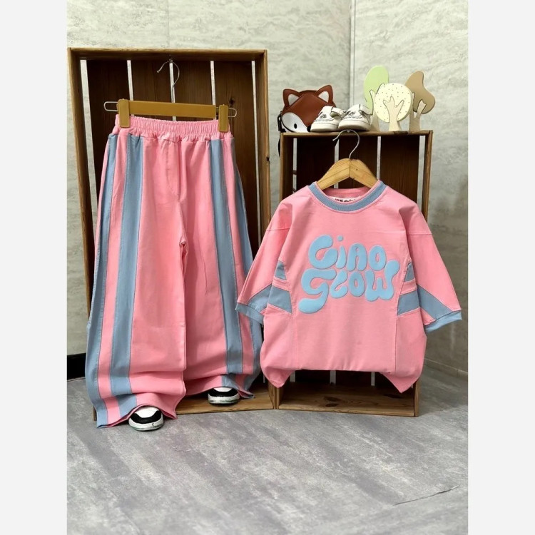 ست تیشرت و شلوار دخترانه سوپر پنبه لاکرادار سایز 50 تا 65