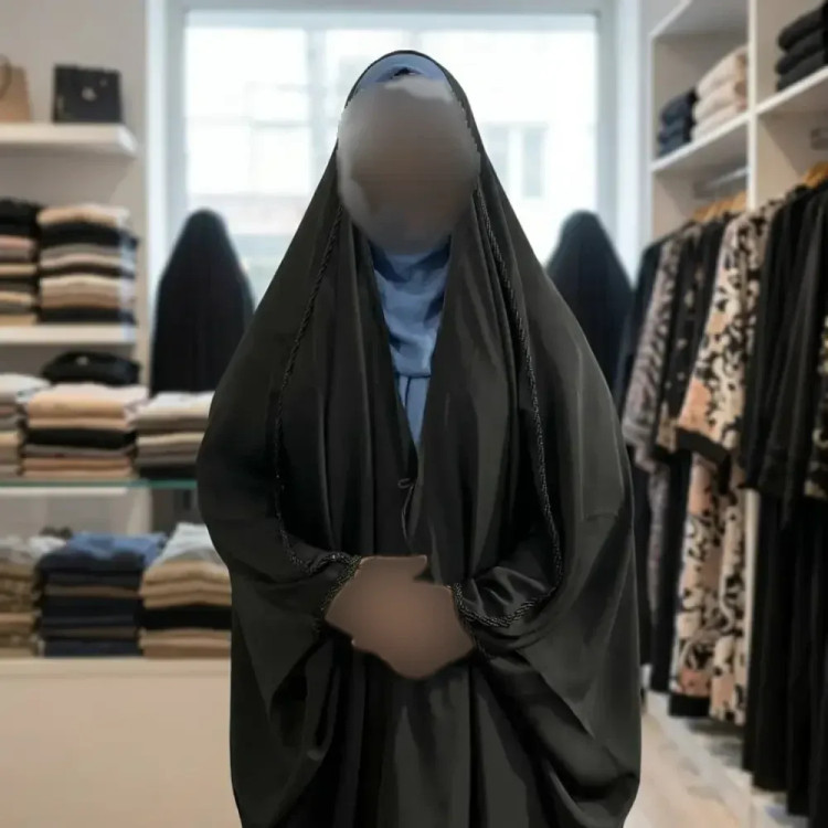 چادر جده منجوق دولاین مشکی جنس کن کن ندا مروارید سایز 150 تا 170