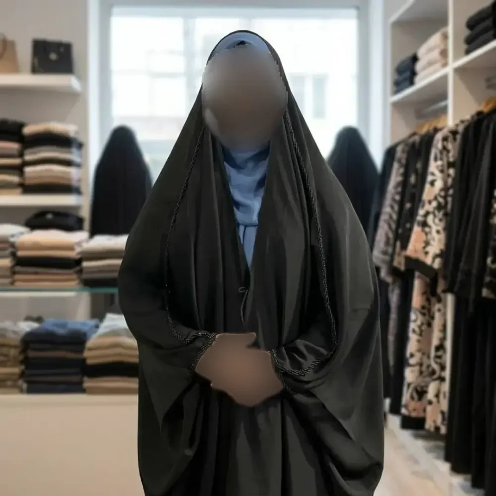 چادر جده گلدوزی پروانه کن کن ندا مروارید مشکی سایز 150