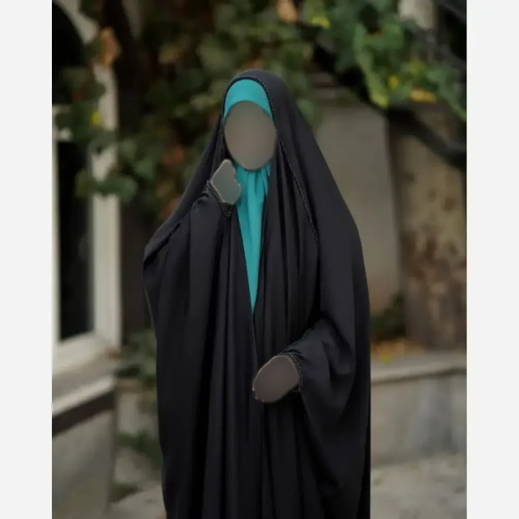 چادر جده گلدوزی مشکی جنس کن کن ندا مروارید سایز 150 تا 170