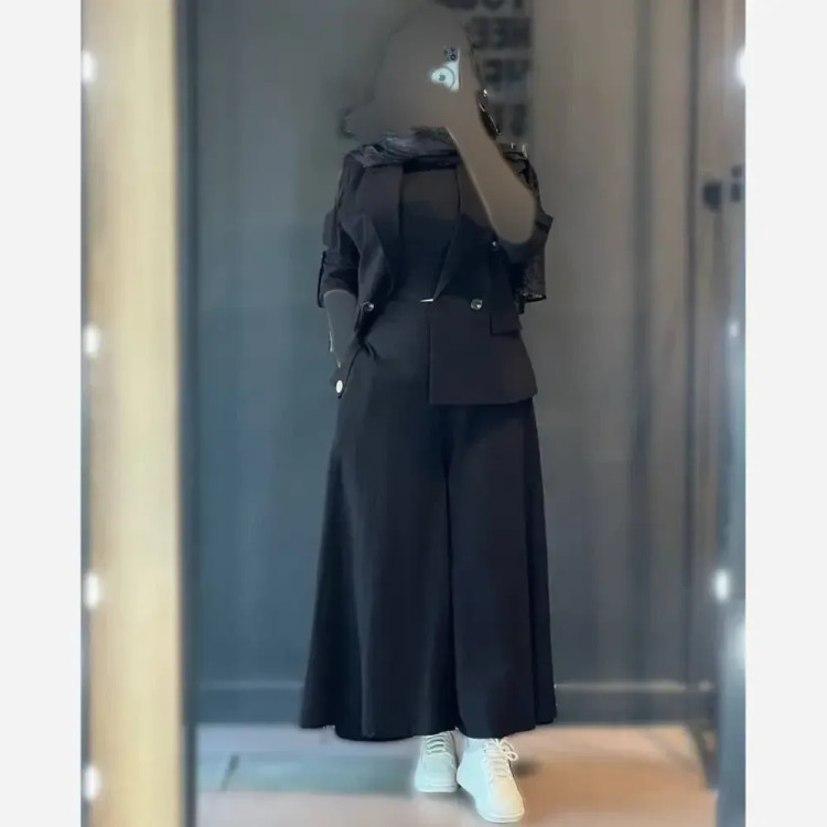 ست کت شلوار زنانه لنین مدل سارینا رنگ مشکی