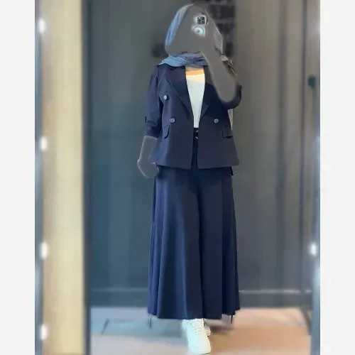 ست کت شلوار زنانه لنین مدل سارینا رنگ مشکی