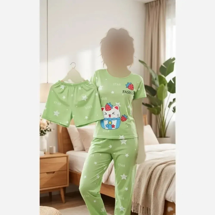 ست سه تیکه توت فرنگی گیاهی لطیف سایز 38 تا 48