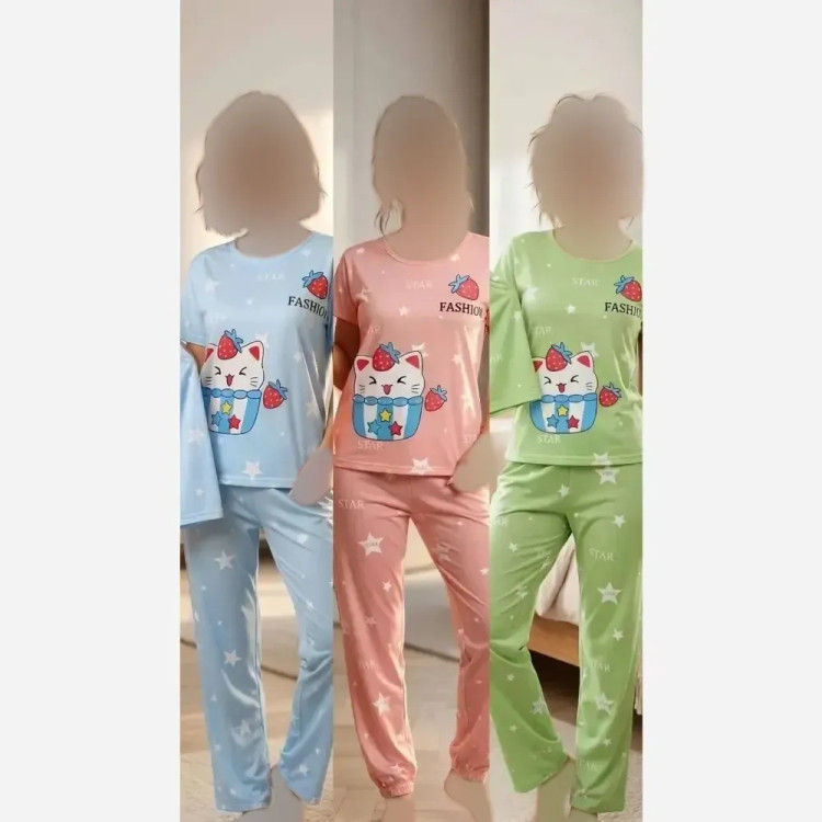 ست سه تیکه توت فرنگی گیاهی لطیف سایز 38 تا 48