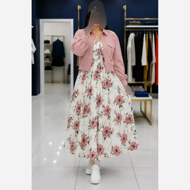 ست کت و سارافون زنانه جنس لنین و فلامنت سایز 38 تا 46