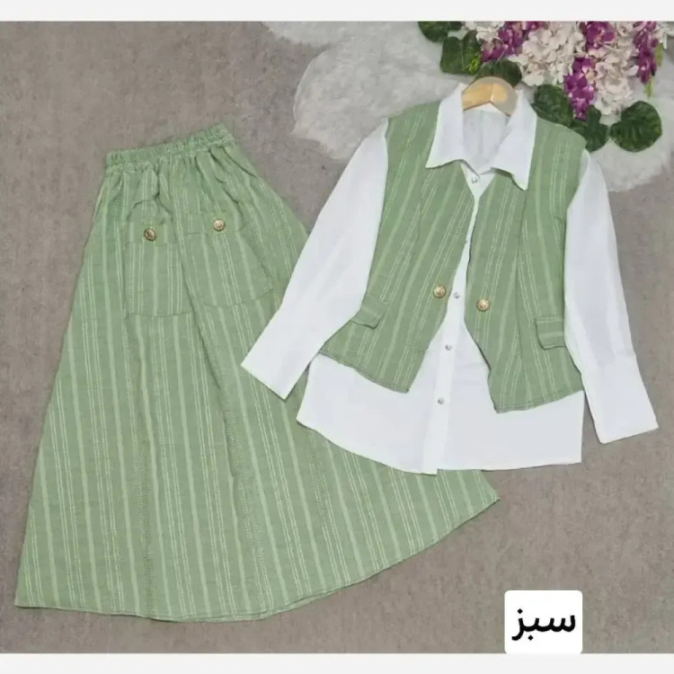 ست سه تیکه زنانه کوک دوزی مدل سولماز رنگ بندی متنوع سایز فری تا 46