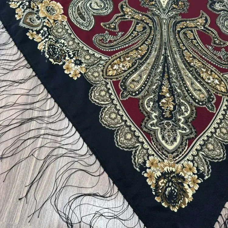 روسری نخی ترکمن قواره 140 در 140 رنگی سنتی چهار فصل