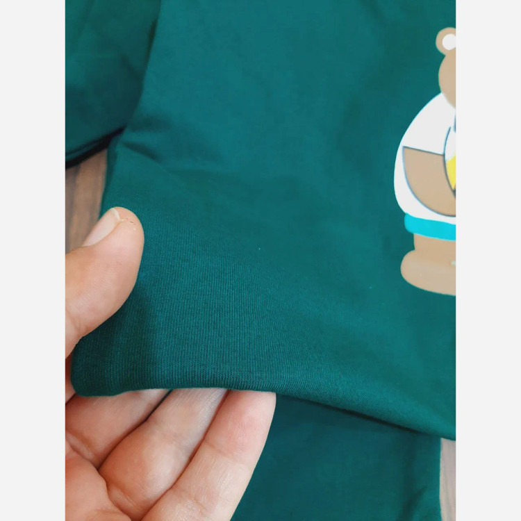 ست بلوز شلوار تدی اسپرت دخترانه و پسرانه دورس پنبه سبز و قهوه ای سایز 45 تا 55