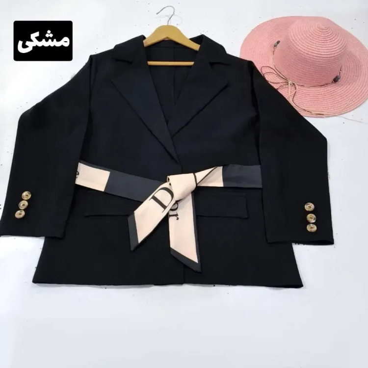 کفتان خورشید جنس شانتون تایوان رنگ مشکی و سورمه ای سایز فری سایز تا 48 کمربند حصیری
