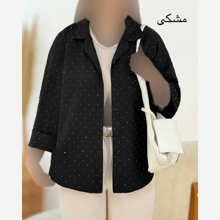 شومیز نگینی لاویز الیزه درجه یک مشکی فری سایز 38 تا 46