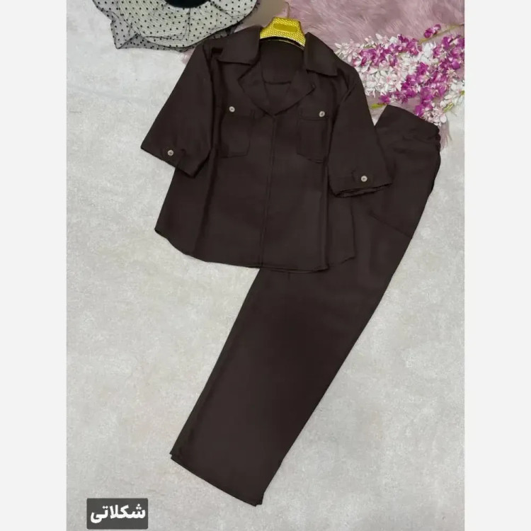 شومیز یقه انگلیسی شادی کرپ بوگاتی فری سایز 38 تا 46 بند تنظیم رنگ بندی متنوع