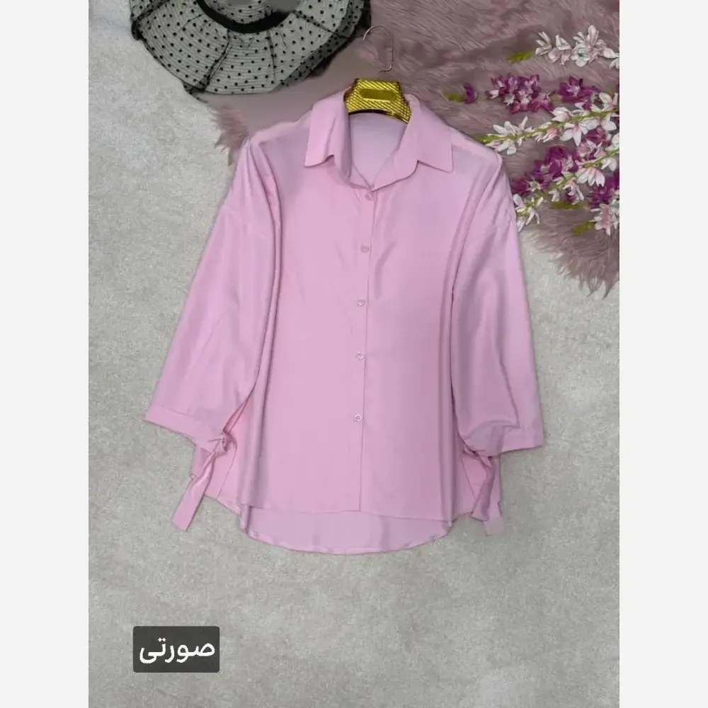 شومیز مانتویی مینا لنین ایرانی طوسی آبی سایز 38 تا 52