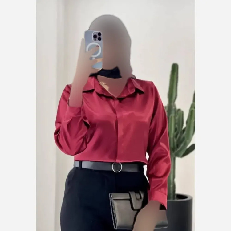 شومیز ساتن فرانسه ضخیم زنانه رنگ بندی متنوع سایز 1 و 2