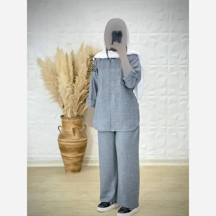 ست مانتو شلوار تابستانه شانتون نخ درجه یک فری سایز