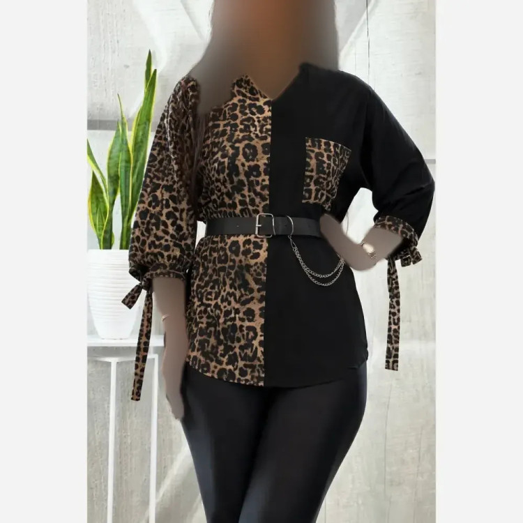 شومیز طرحدار نجلا کرپ بوگاتی زبرا پلنگی سایز 38 تا 50