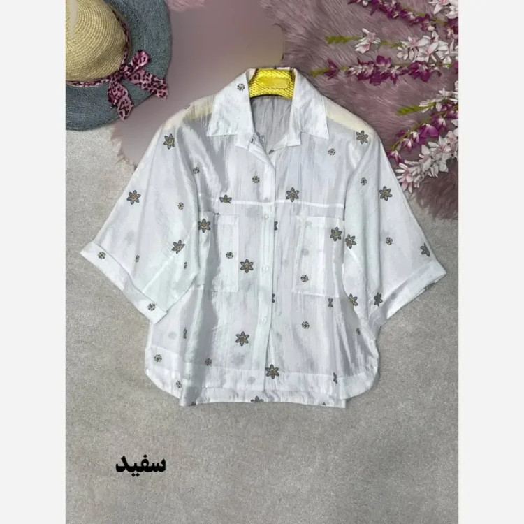 شومیز لارا پری شیشه ای درجه یک فری سایز 38 تا 46 رنگبندی متنوع