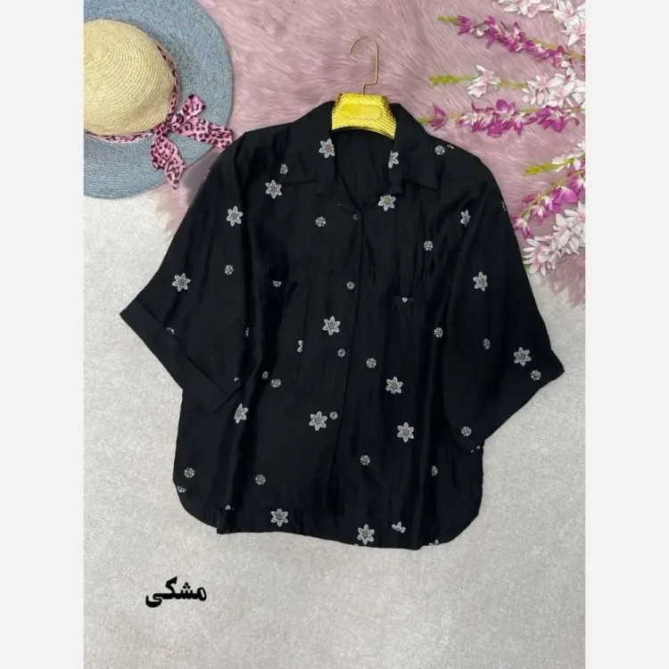 شومیز لارا پری شیشه ای درجه یک فری سایز 38 تا 46 رنگبندی متنوع