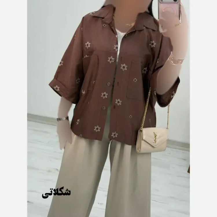 شومیز لارا پری شیشه ای درجه یک فری سایز 38 تا 46 رنگبندی متنوع