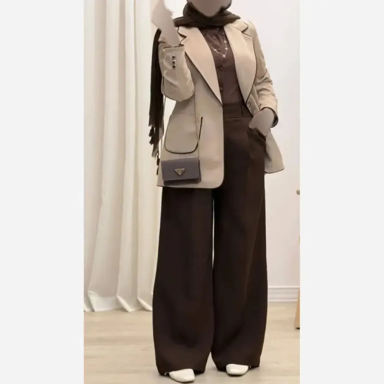 کت و شلوار دو رنگ کرپ مازراتی درجه یک سایز 1 و 2 زنانه