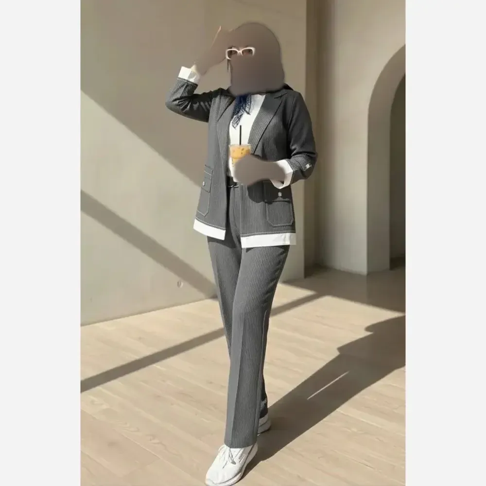 ست کت و شلوار زنانه ساغر جنس مکانیک دیپلمات درجه یک سایز 38 تا 46