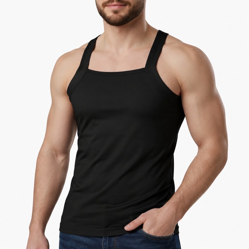 زیرپوش مردانه نخ پنبه مدل تنک تاپ خشتی