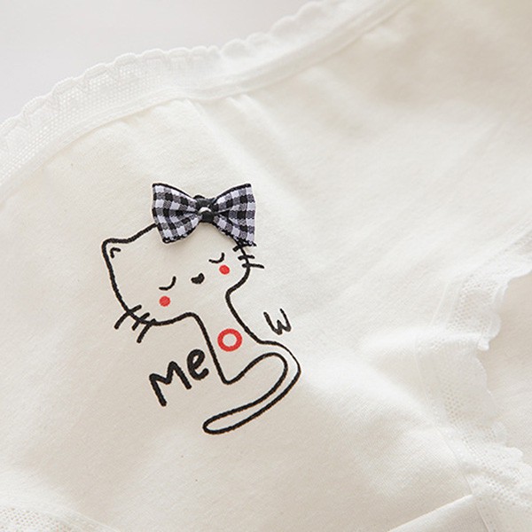 شورت زنانه مدل پنبه ضد حساسیت طرح Meow بسته 5 عددی