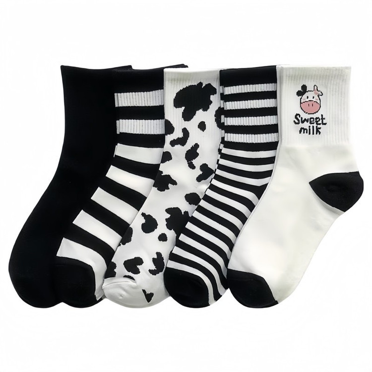 جوراب ساق بلند زنانه کیاکت مدل گاوی بسته 5 عددی