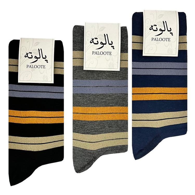 جوراب ساق بلند مردانه پالوته مدل PLT-P8 مجموعه 3 عددی