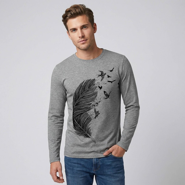 تیشرت آستین بلند مردانه مدل پر W27