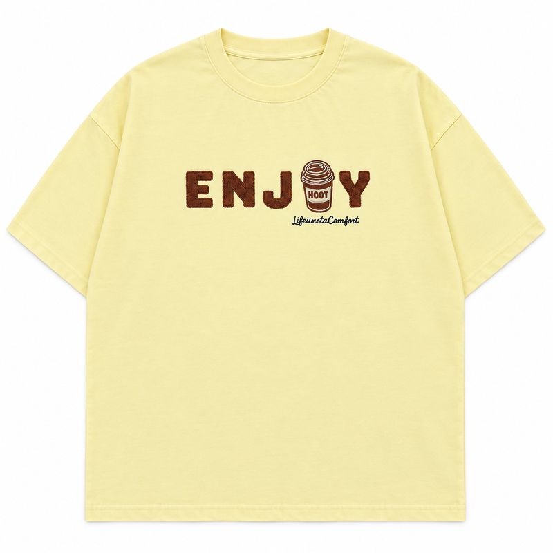 تیشرت آستین کوتاه نخ پنبه مردانه پرسیسکا باکسی طرح ENJOY مدل Ap-17