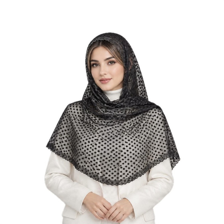 شال زنانه تور طرح خالخالی مدل E500
