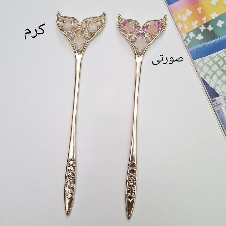 گیره مو زنانه مدل کانزاشی دم ماهی گل دار brg k407