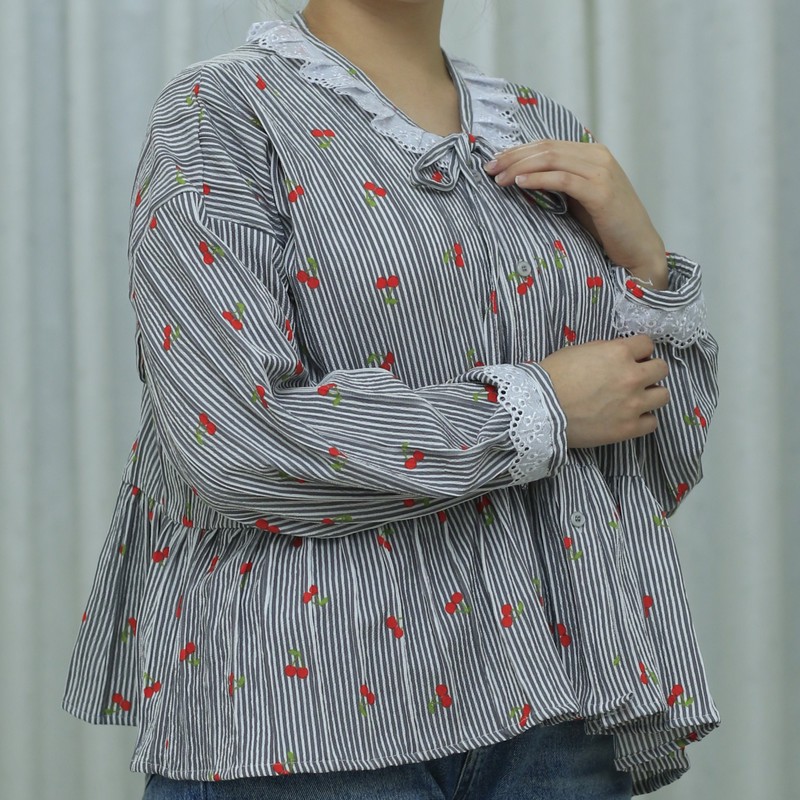 شومیز زنانه طرح آلبالو مدل دیانا کد ۰۴۴