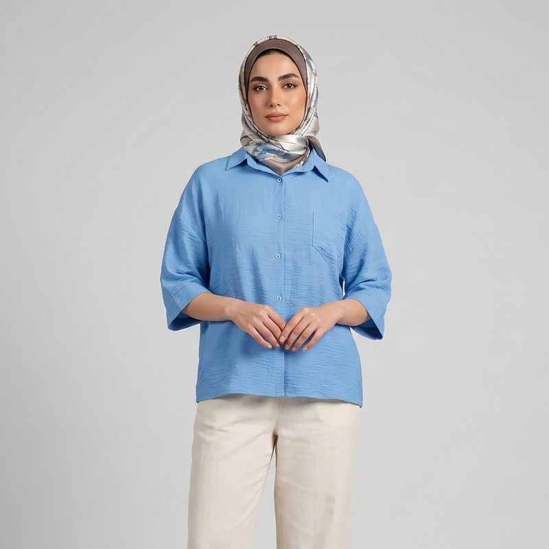شومیز آستین سه ربع یقه برگردان زنانه مونسا مدل 19