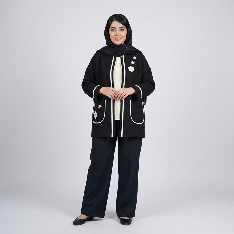 کت رسمی زنانه مدل کتان لمه و آستین کیمونو