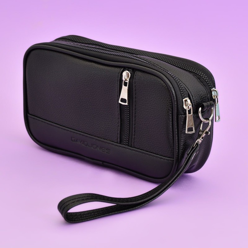 کیف دستی مردانه دیوید جونز مدل چهار کاره دو زیپ لایف