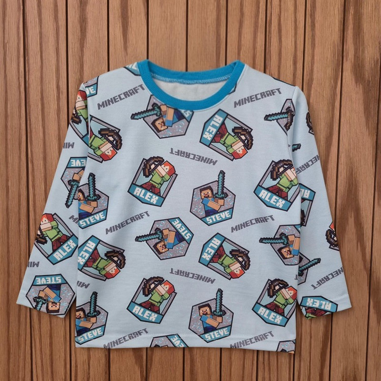 ست تیشرت آستین بلند و شلوار راحتی پسرانه مدل ماینکرافت کد 318