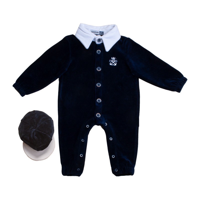 سرهمی نوزادی آدمک کد 130092به همراه کلاه