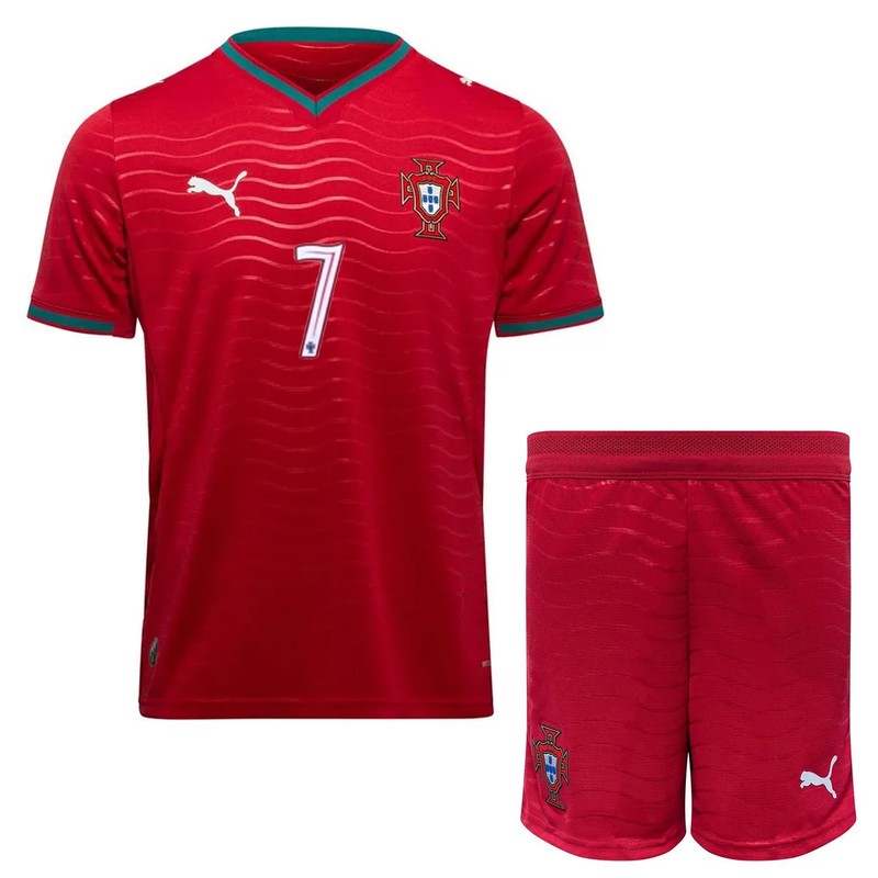 ست تی شرت و شلوارک ورزشی پسرانه پرتغال مدل رونالدو Home 2026