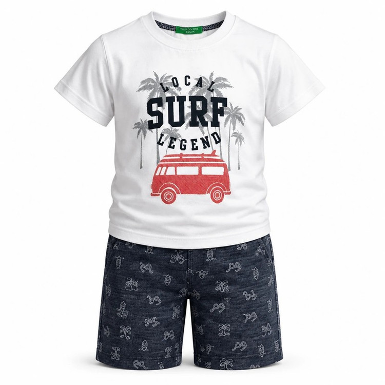 ست تیشرت آستین کوتاه و شلوارک راحتی پسرانه مدل Surf کد ۳۵۰