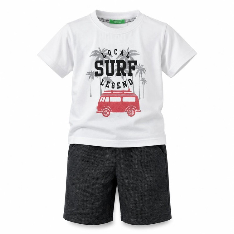 ست تیشرت آستین کوتاه و شلوارک راحتی پسرانه مدل Surf کد ۳۵۰
