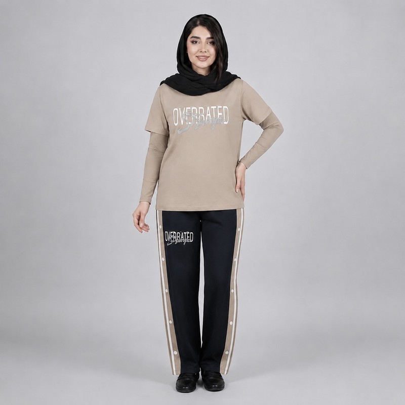 ست تیشرت آستین کوتاه و شلوار راحتی زنانه مدل سودا