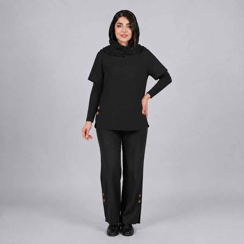 ست تیشرت آستین کوتاه و شلوار راحتی زنانه مدل ترنم