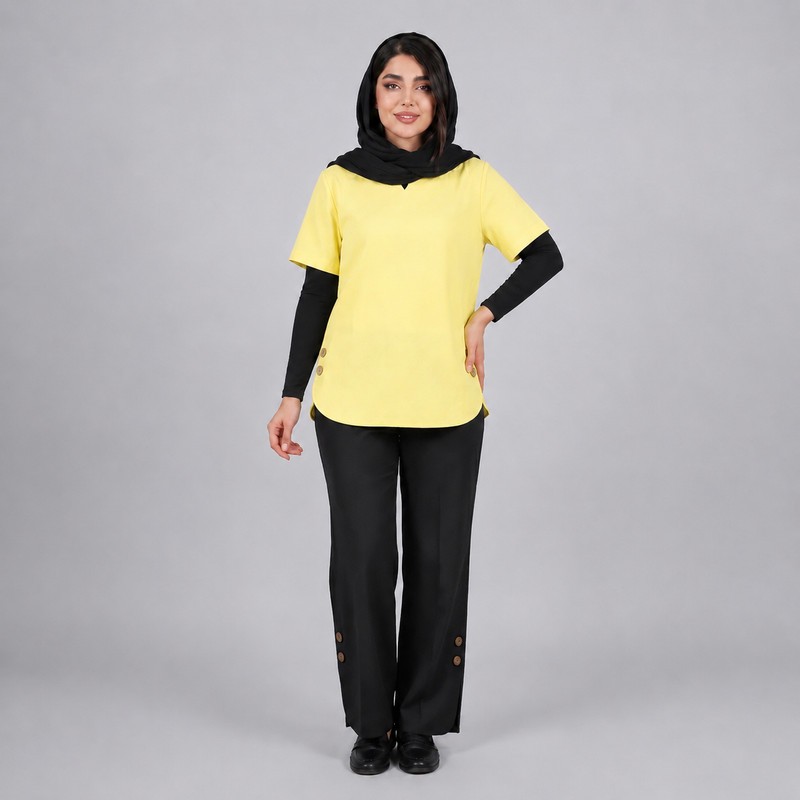 ست تیشرت آستین کوتاه و شلوار راحتی زنانه مدل ترنم